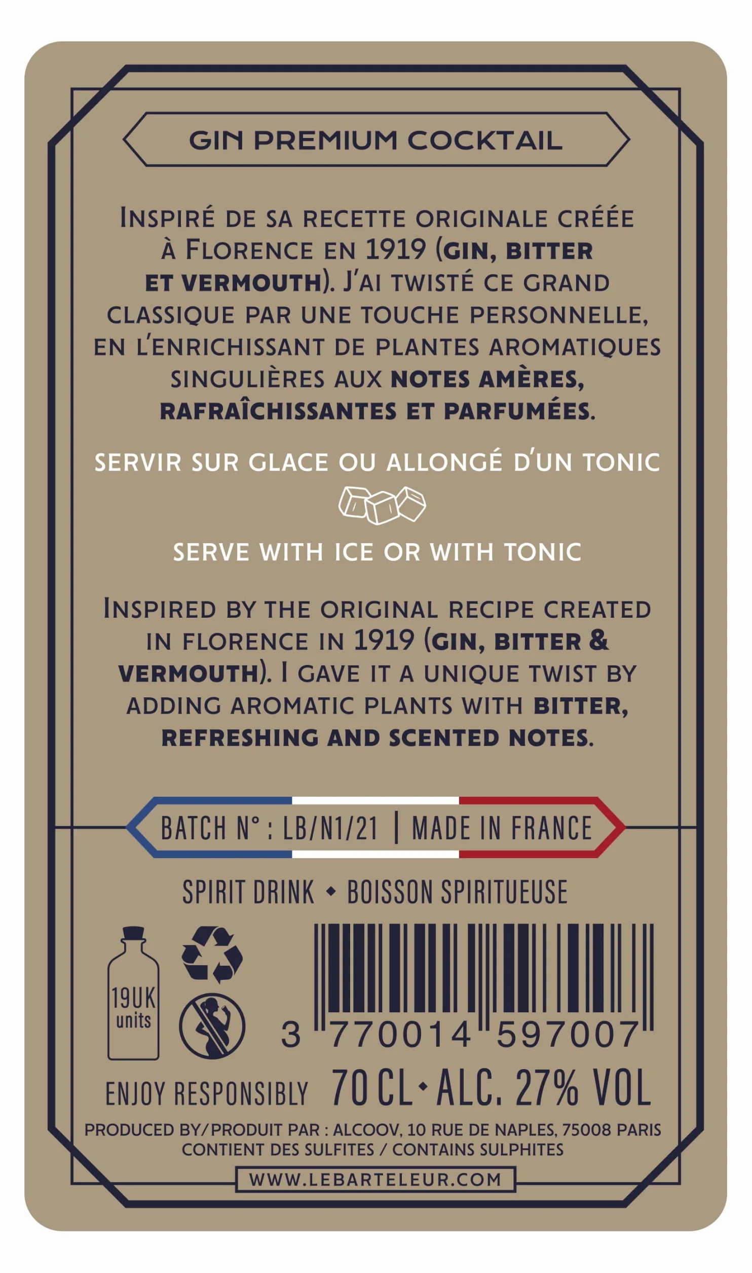 Cocktail - Le NEGRONI du BARTELEUR