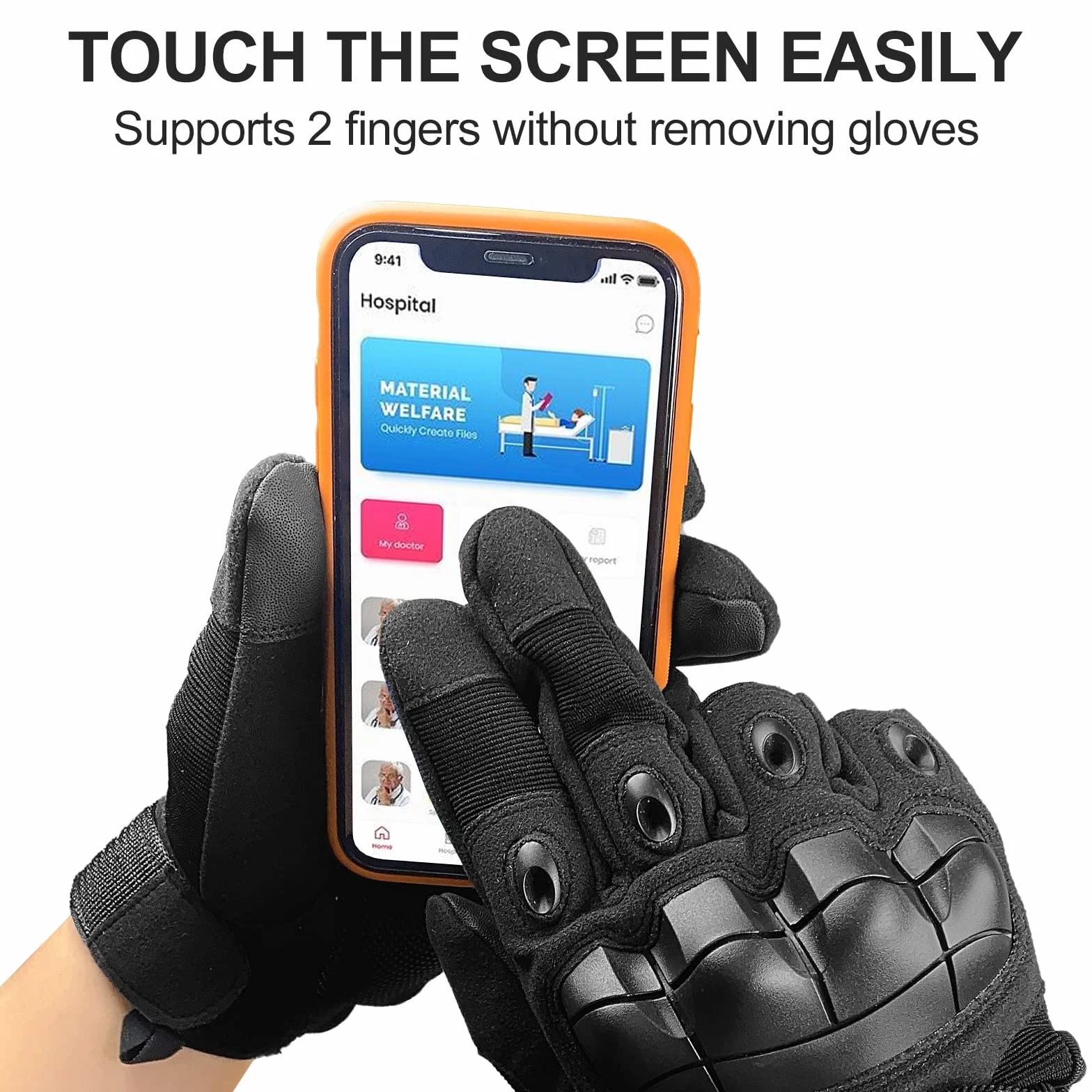 Gants de Moto Tactiques Firschoie avec Protection des Articulations et 2 Doigts Écran Tactile Noir XL