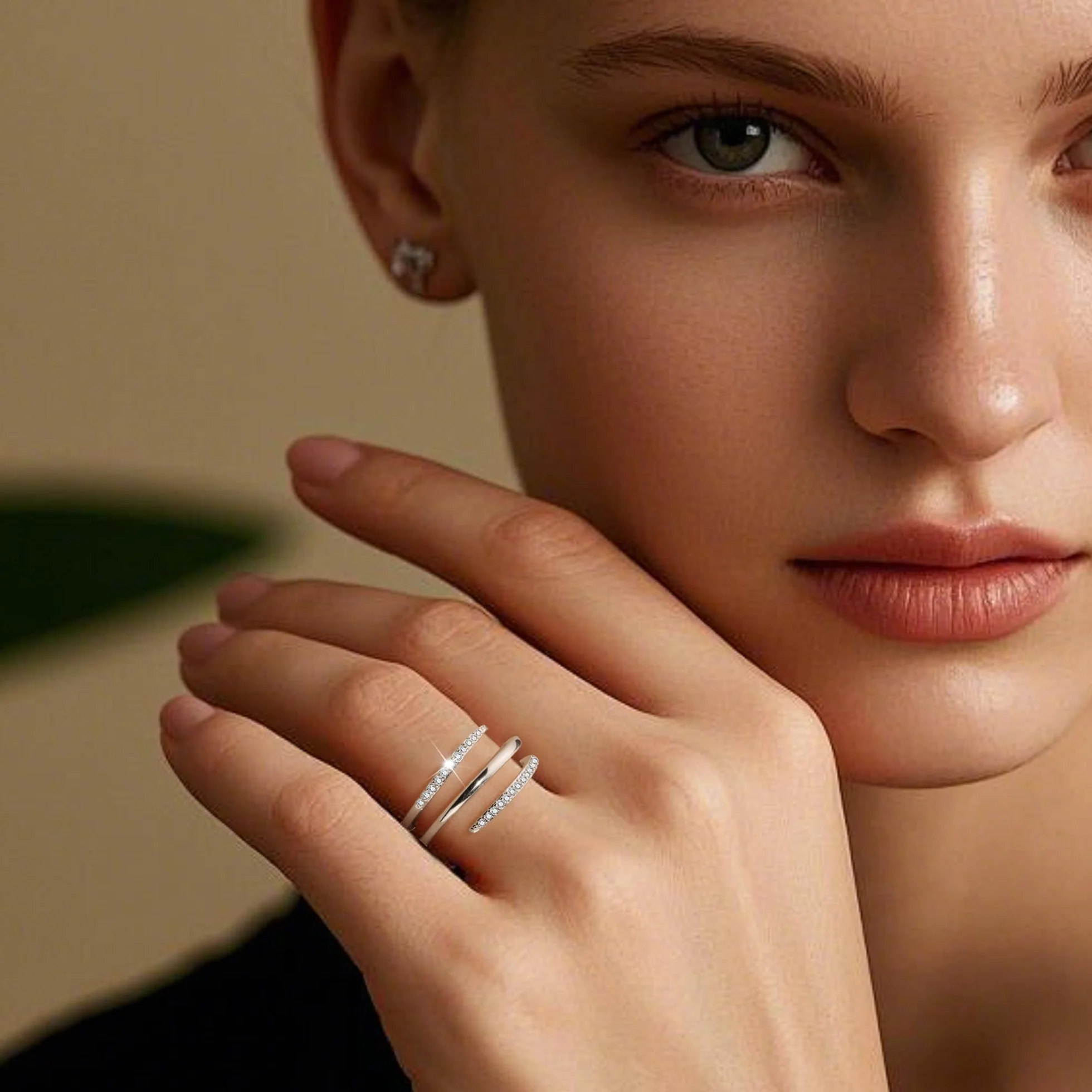 ALEXCRAFT Bague Argent 925 Femme Infini Zircone Réglable Hypoallergénique