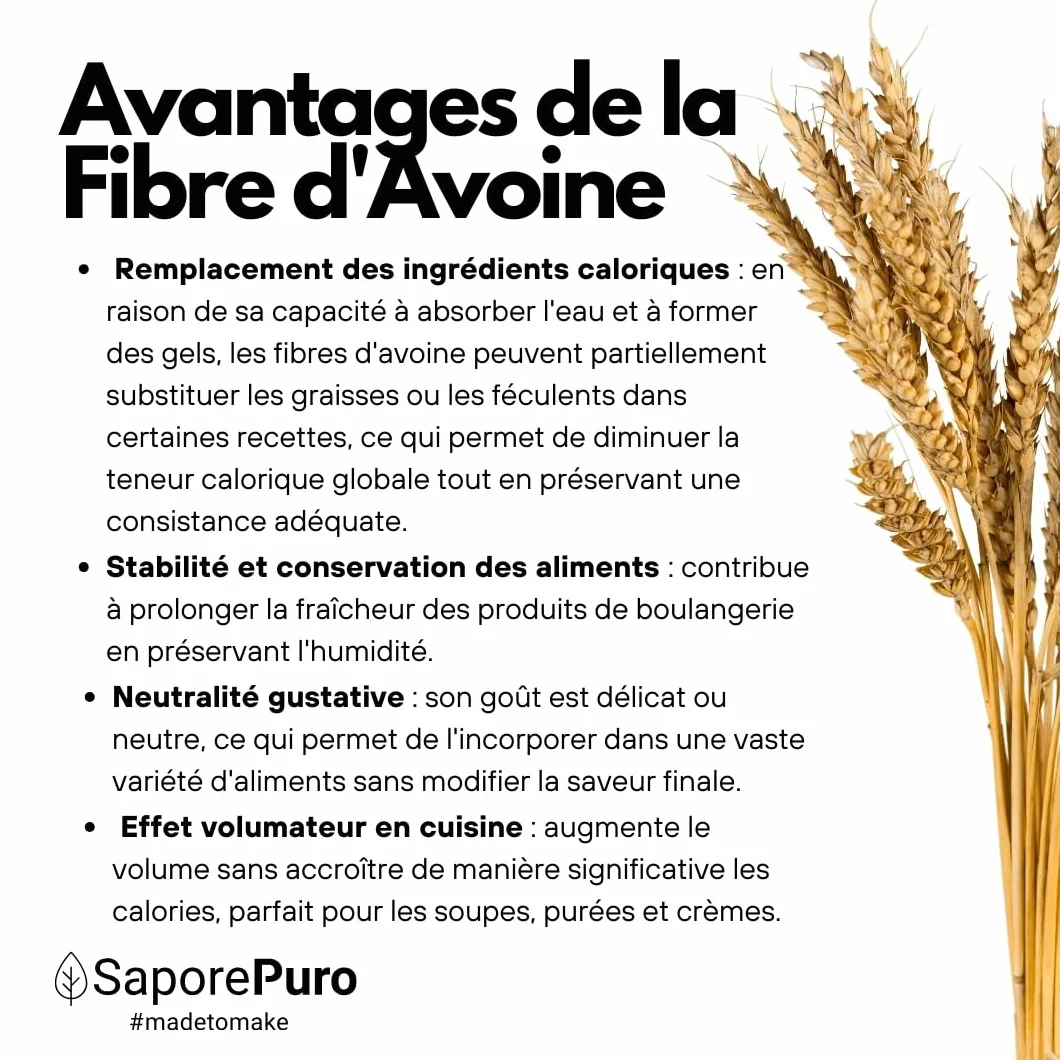SaporePuro Fibre d'Avoine en poudre 1 kg - Sans Gluten - Source naturelle de fibres