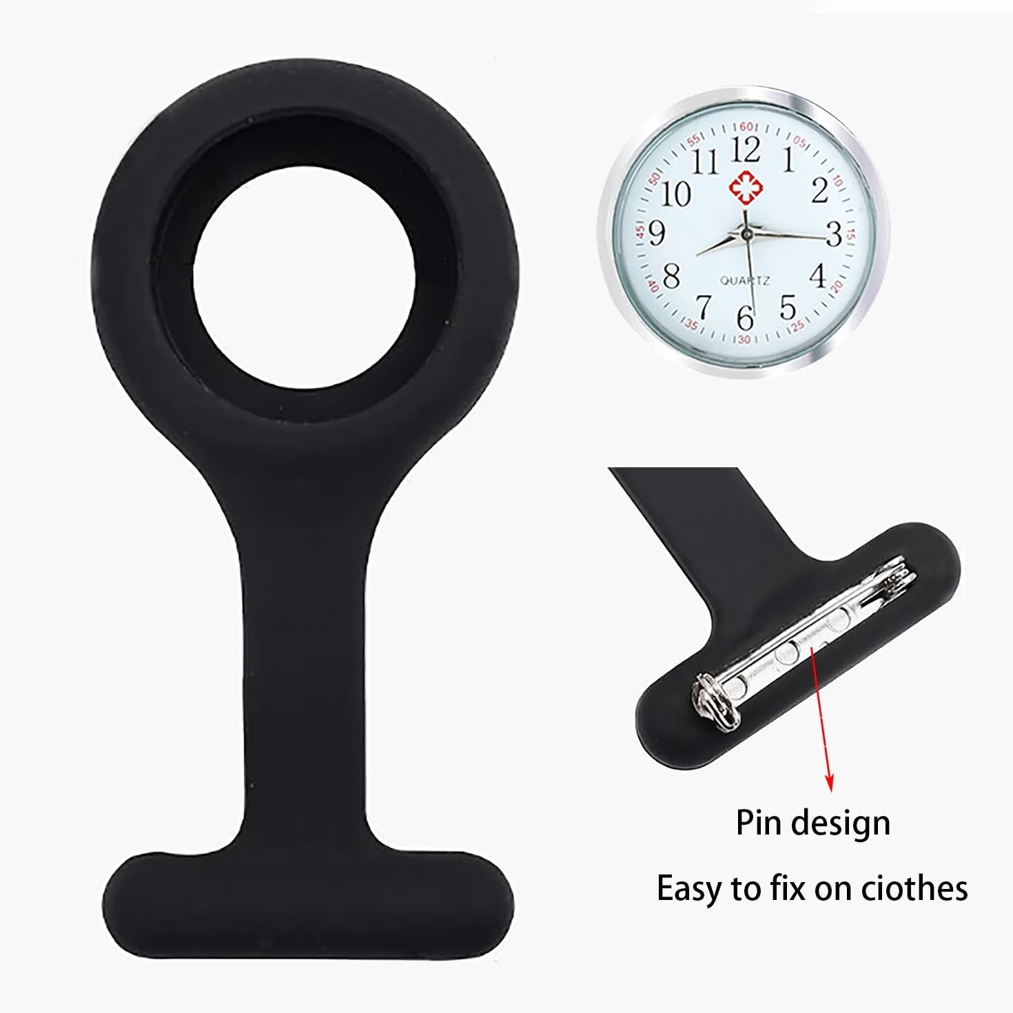 Montre à Gousset d'Infirmière en Silicone avec Broche, Cadeau pour Infirmières et Médecins