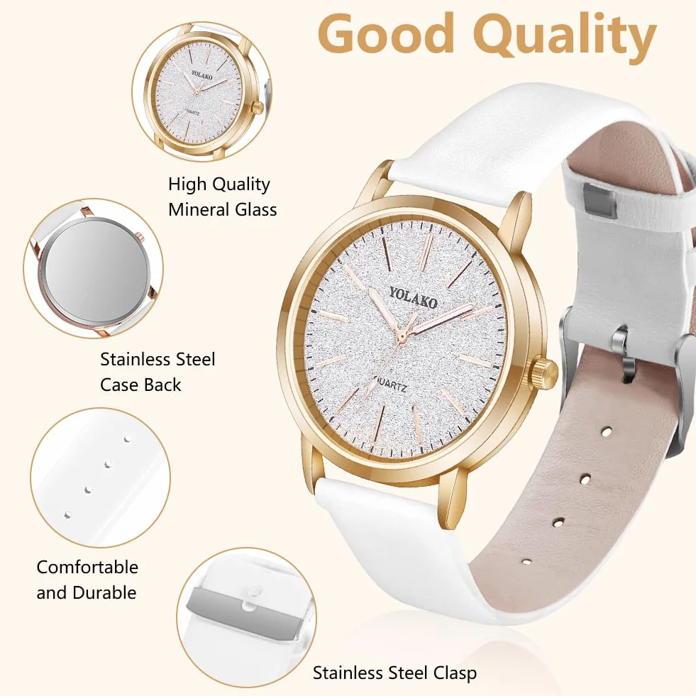 OFFCUP Montre Femme Bracelet Cuir Analogique Quartz Cadran Etoilé 3 Aiguilles
