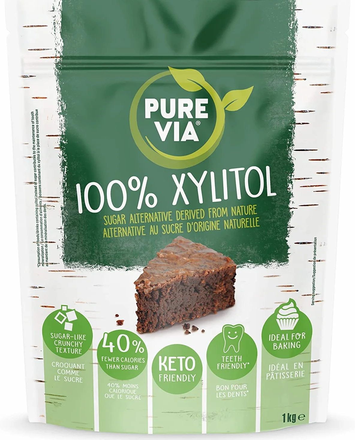 Pure Via - Xylitol Sucre de Bouleau - Poudre Cristallisée - Zéro Sucre - Alternative d'origine naturelle au sucre |1kg