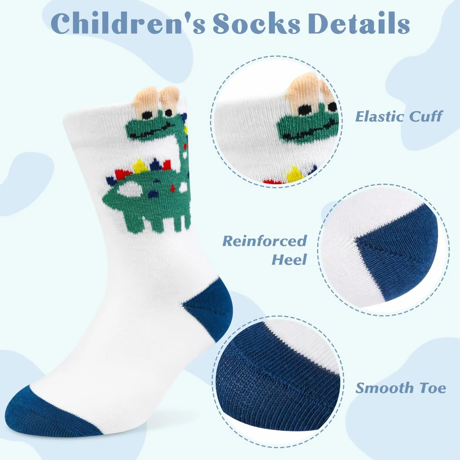 Chaussettes Enfant Fille Garçon 10 Paires Coton Animaux Multicolore 23-38