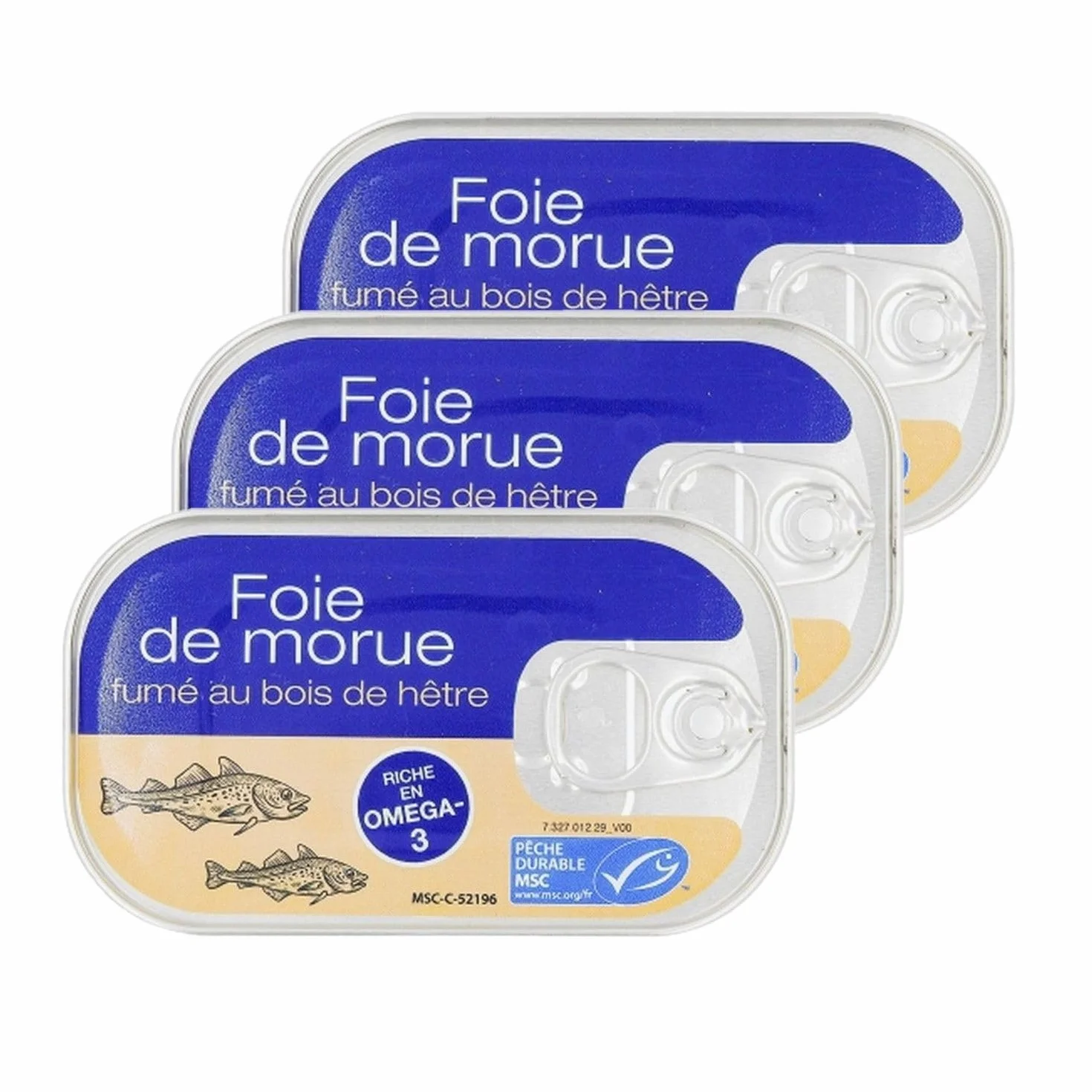 Lot 3x Foie de morue fumé 120g – Pack apéritif – Spécialité de la mer prête à déguster