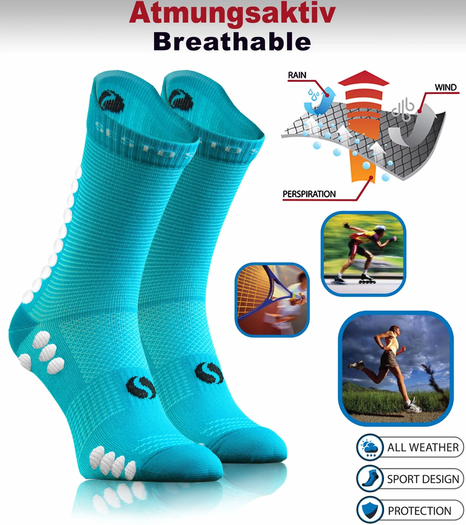 Sesto Senso 3 Paires Chaussettes de Sport Compression Mi-Mollet