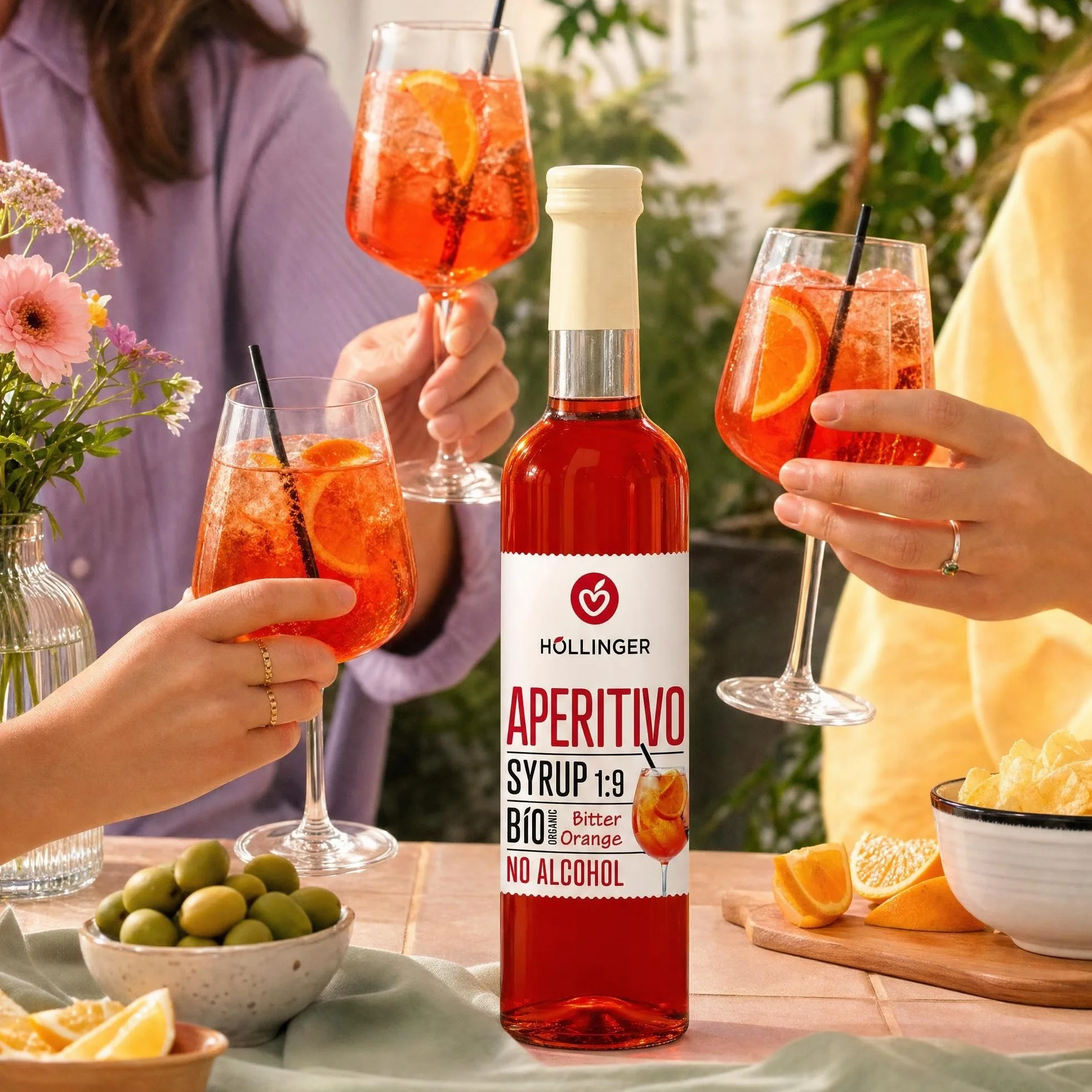 Höllinger Sirop à cocktail bio aperitivo - vegan, bouteille en verre 3x500ml - cocktail sans alcool