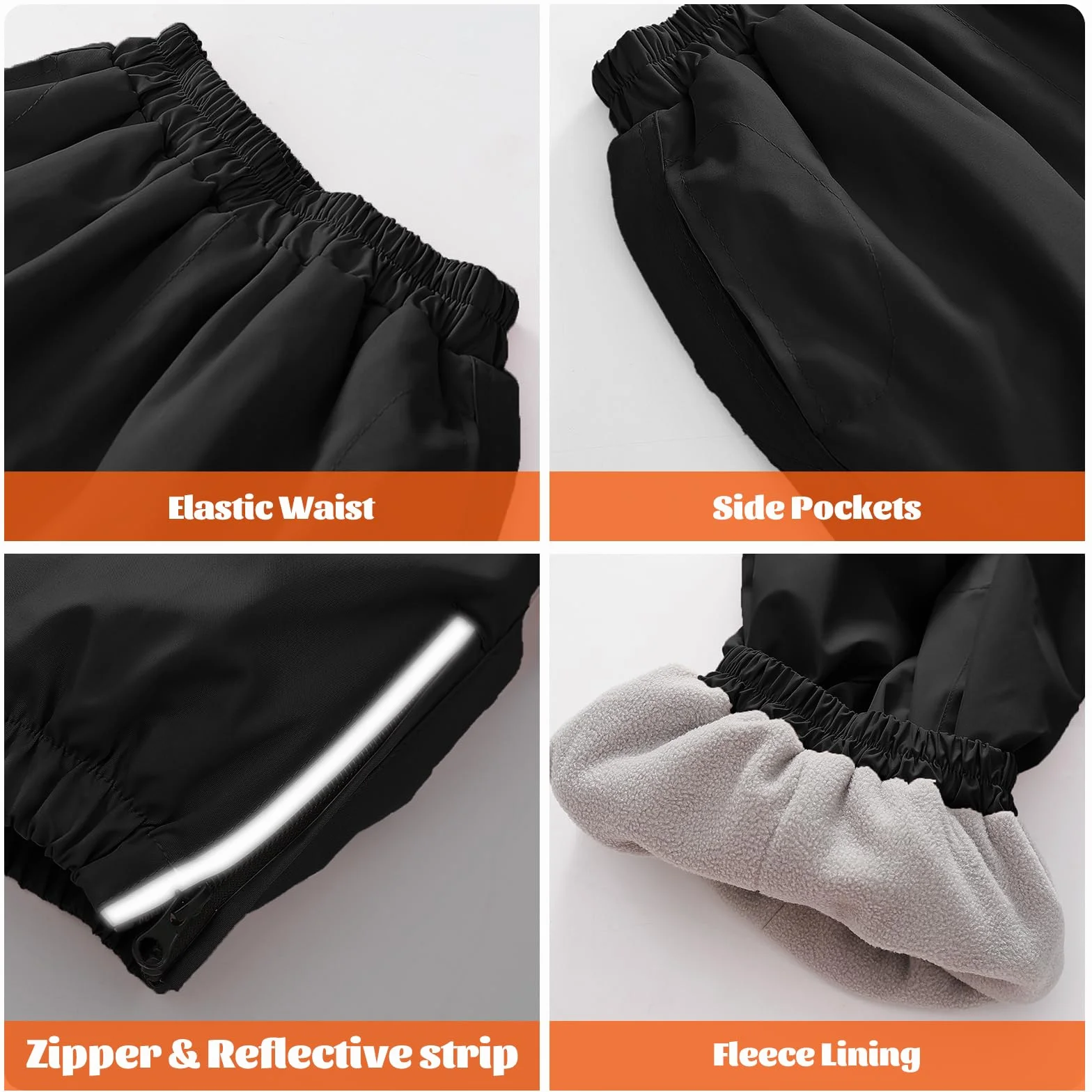 Pantalon Softshell Imperméable Enfant Chaud Doublé Polaire Hiver Coupe-Vent Ski Neige Pluie 5-14 Ans