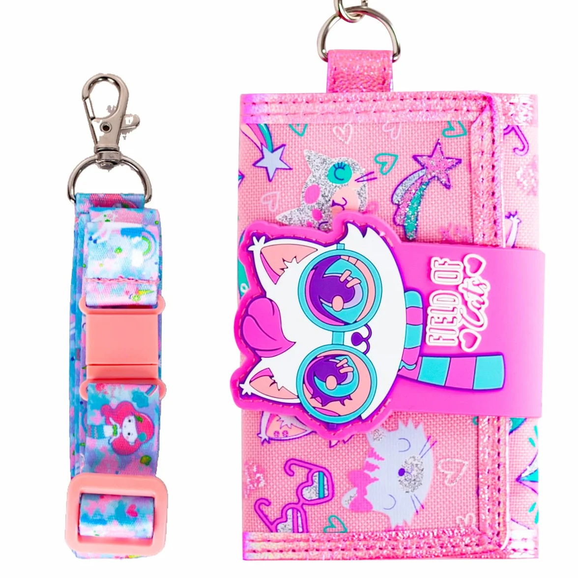 Portefeuille Filles 4-18 Ans avec Lanière et Porte-Cartes, Porte-Monnaie Fantaisie Cadeau Enfants