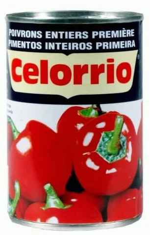 Celorrio Poivrons Rouges Entiers Grillés Extra, Gros Calibre, Chair Épaisse, Pack de 3 Boîtes de 500g, pour Buffets et Salades