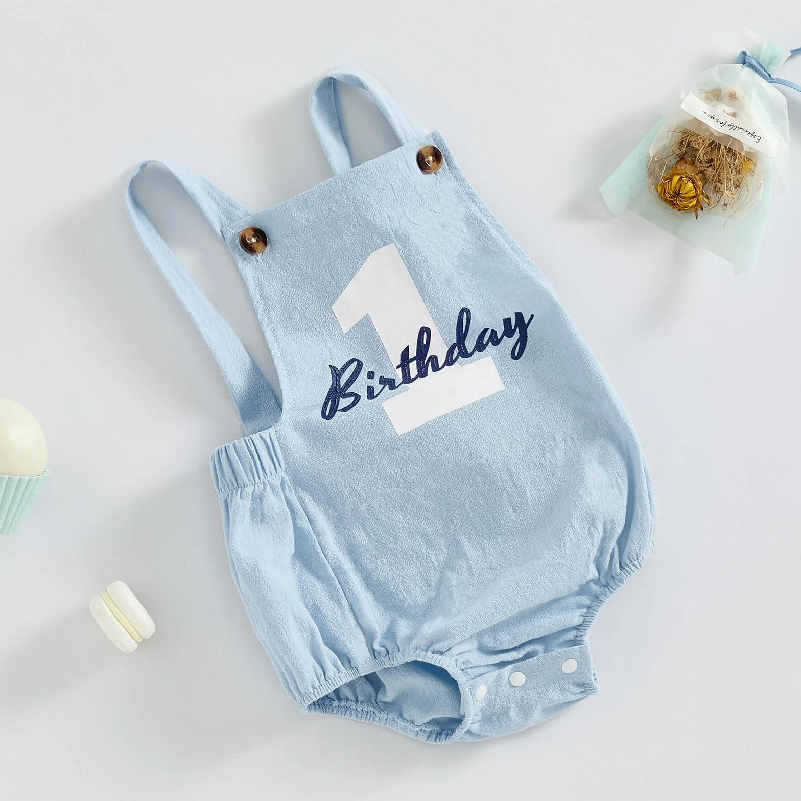 Barboteuse 1er Anniversaire pour Bébé Garçon - Body sans Manches Salopette Tenue Été