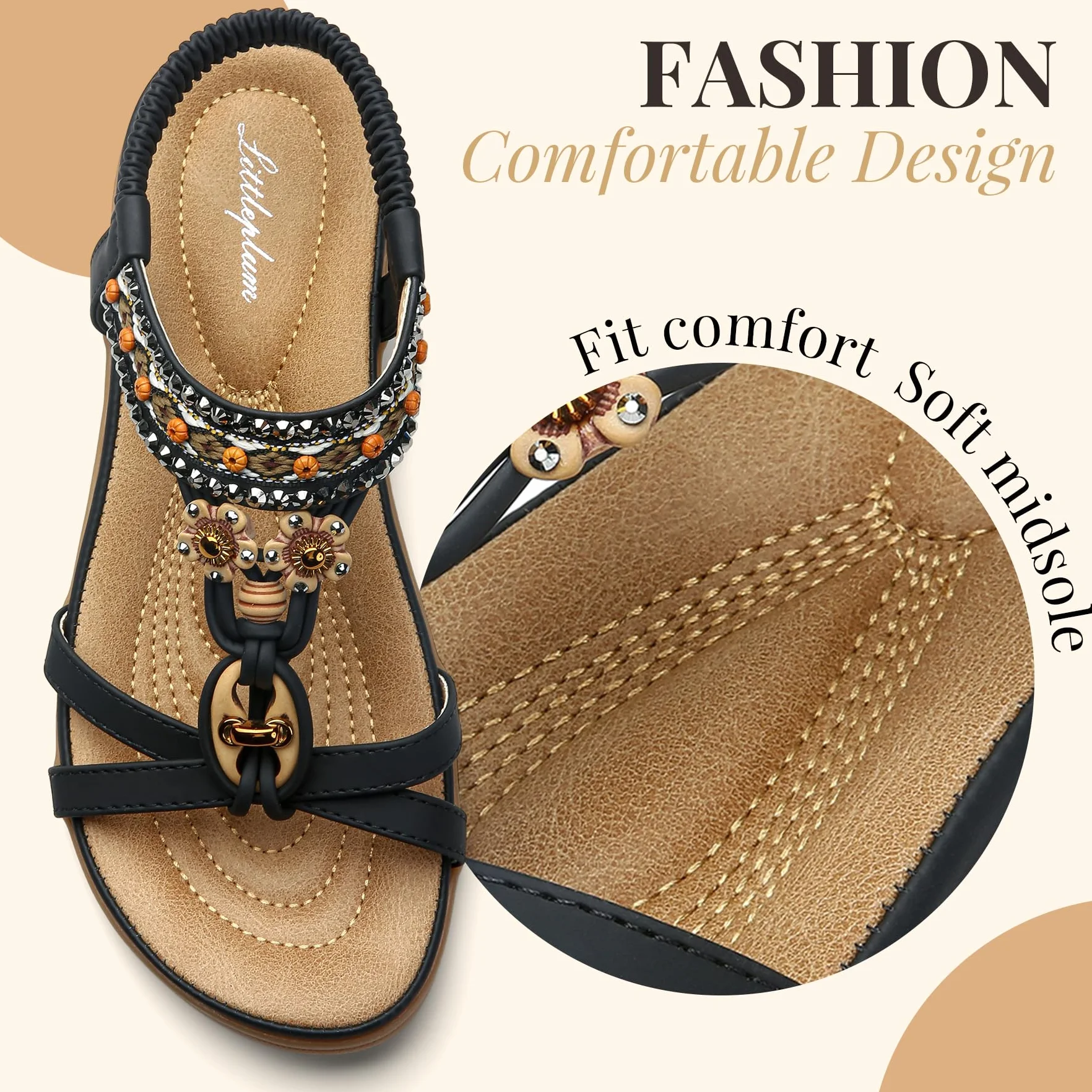 Littleplum Sandales Plats Femme Été Tong Plage Claquettes