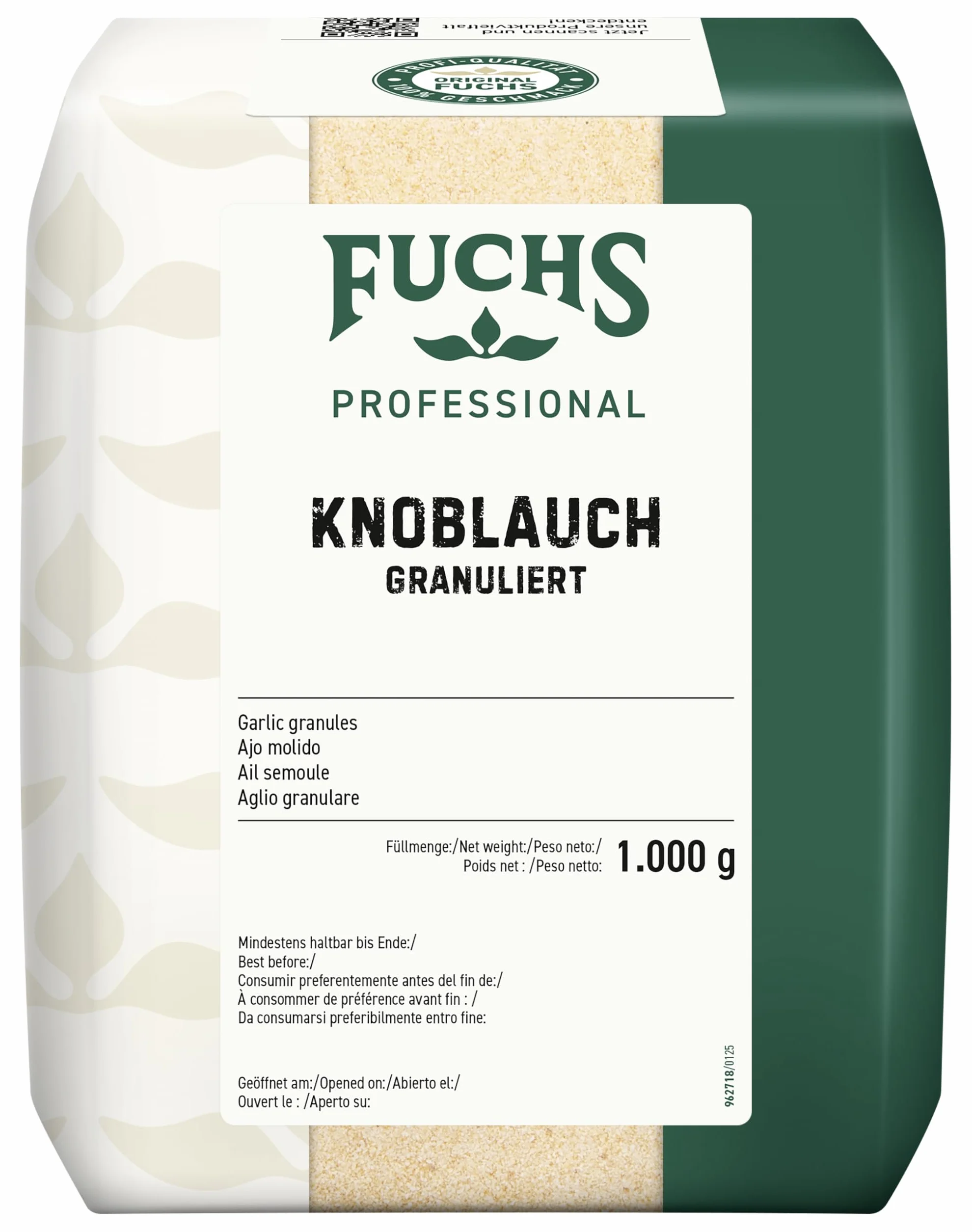 Fuchs Professional - Ail semoule | 1 kg dans un sac | Poudre d'ail pour assaisonner les plats de viande, de légumes et de poisson | Qualité professionnelle pour les gros consommateurs