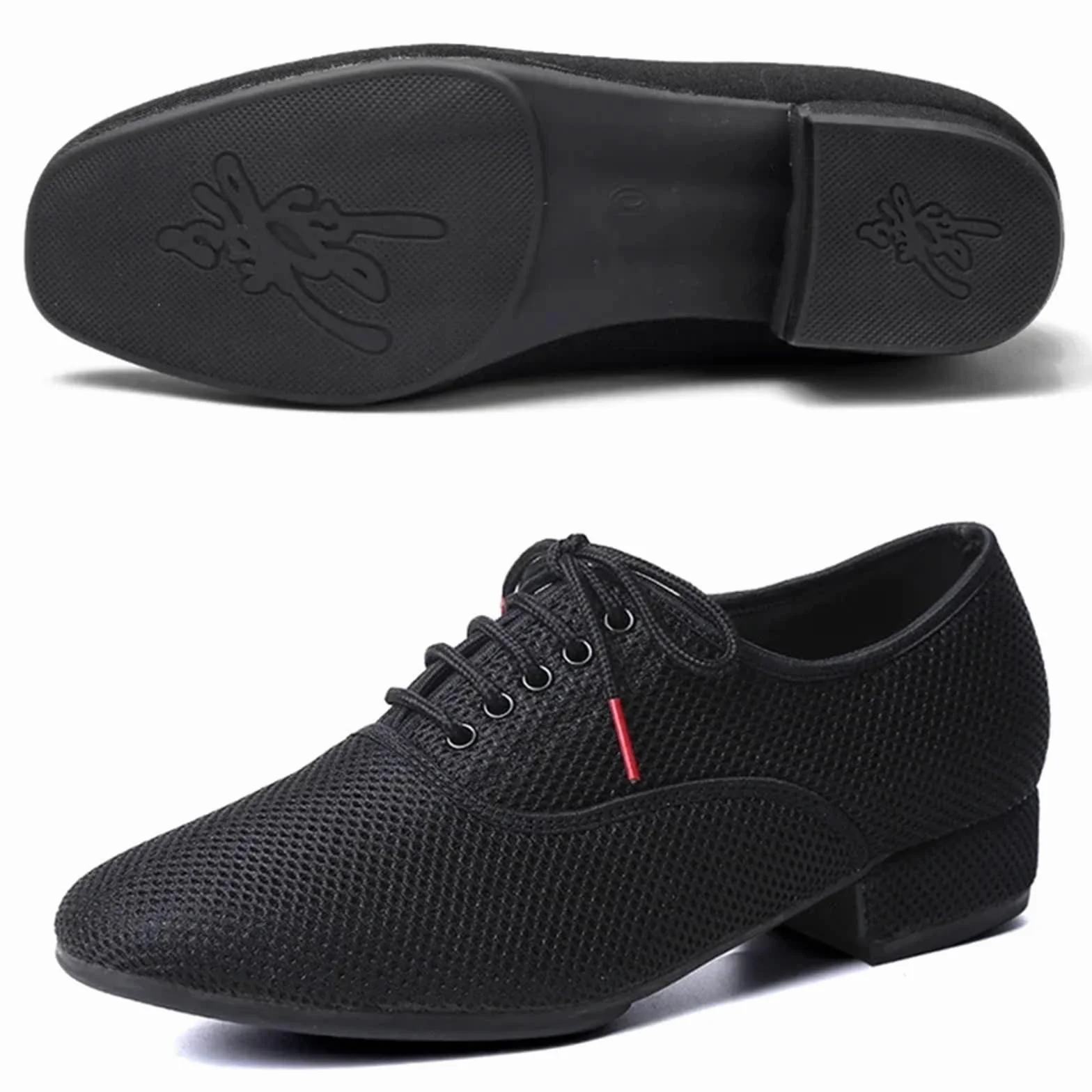 Chaussures de danse latine homme Salsa Jazz Tango maille noire semelle souple