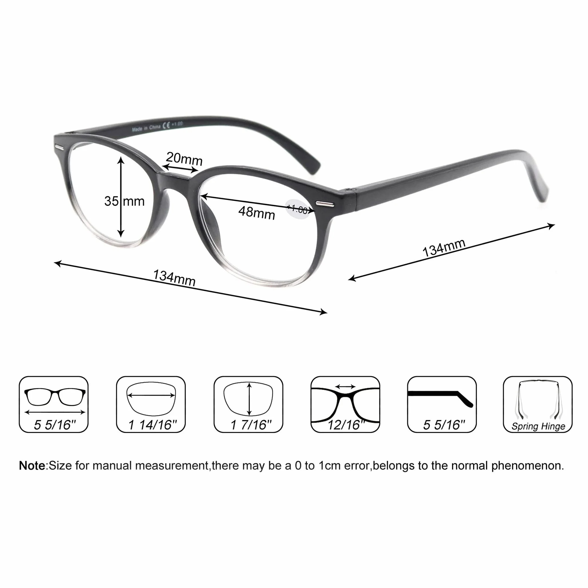 Lunettes de Lecture Femmes Lot de 3, Lunettes de Vue Branches a Ressort, Vision Nette