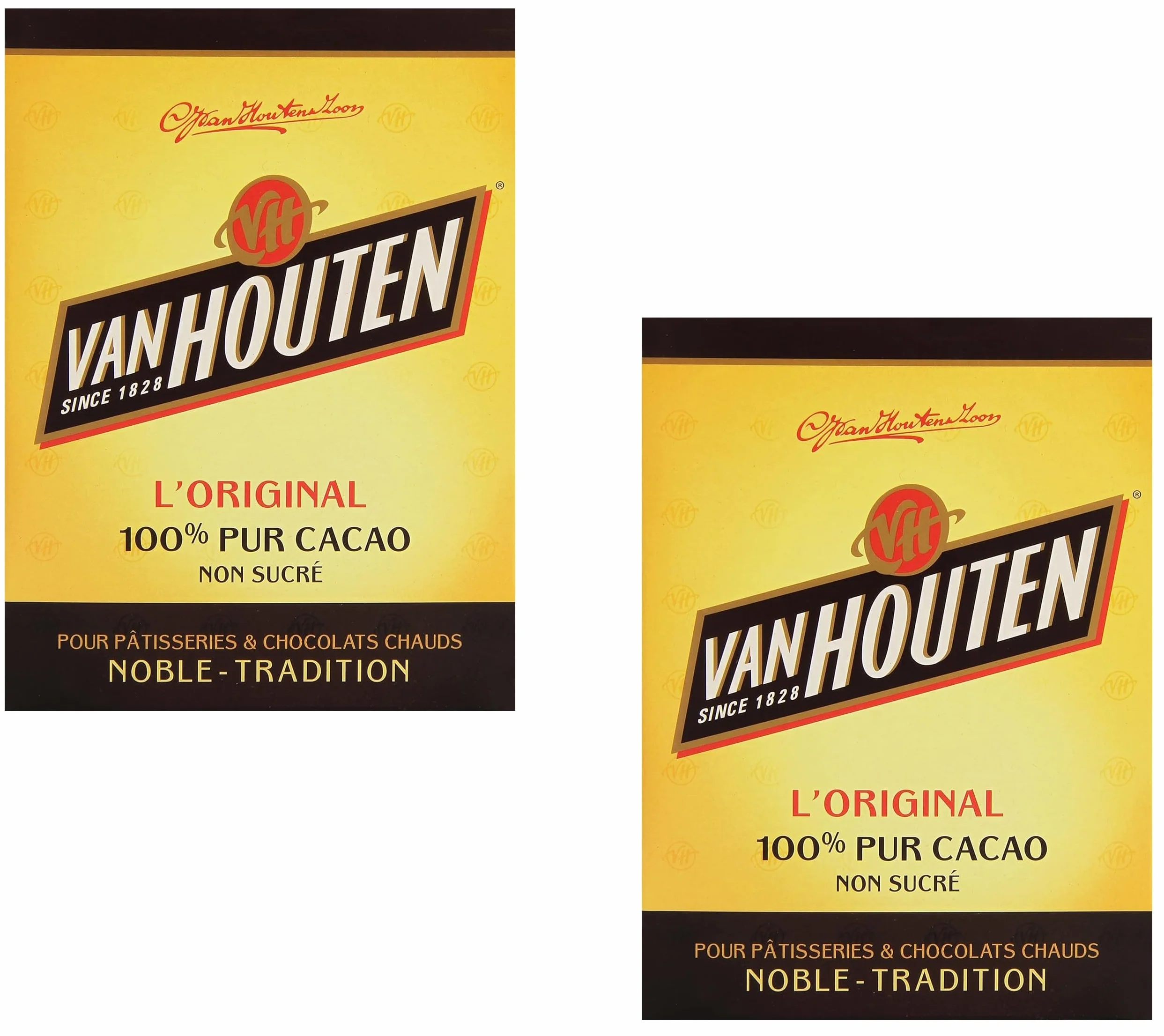 Cacao Brut Non Sucré Van Houten - L'Étui 250 g - Lot de 2