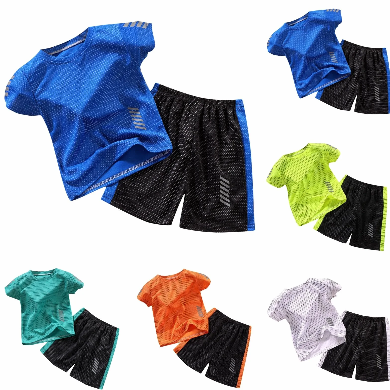 Ensemble Sport Football Maillot Manches Courtes et Short Survêtement Enfant Garçon 2-14 Ans