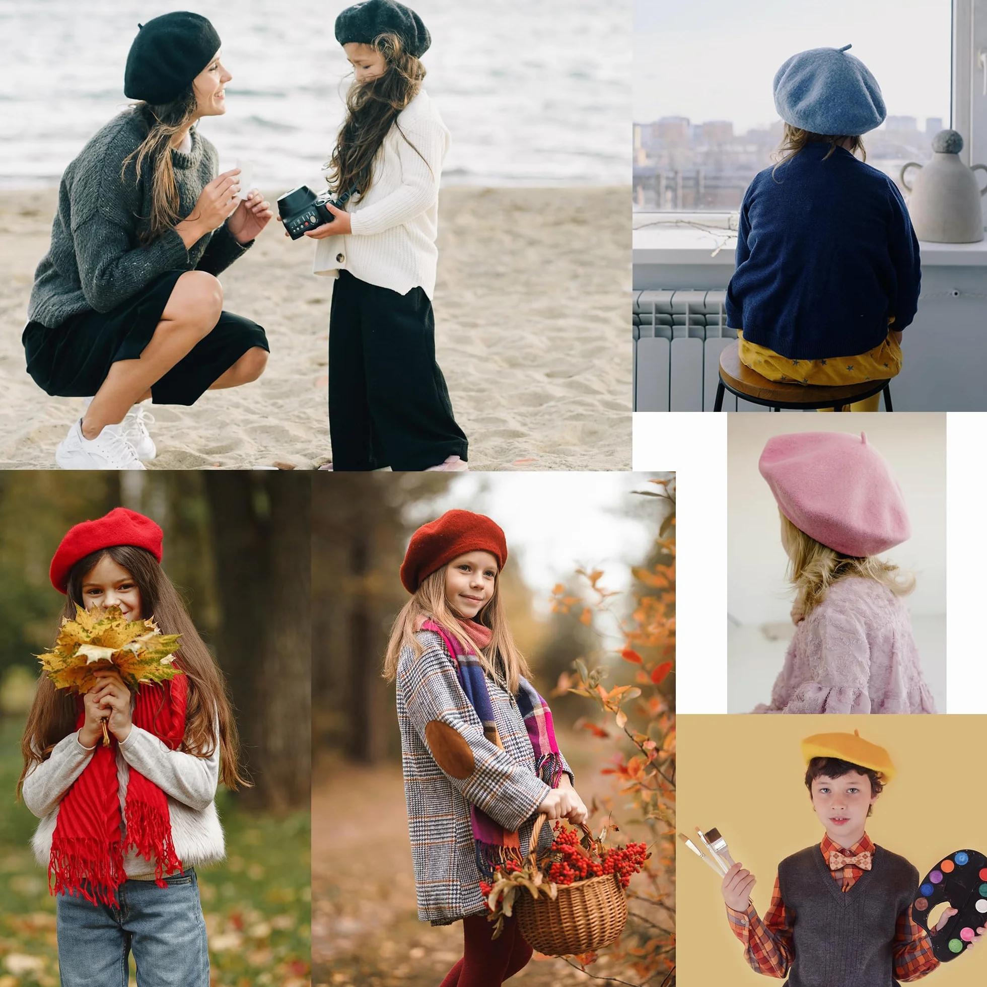 Béret Laine Classique Filles Garçons Moderne Artiste Français