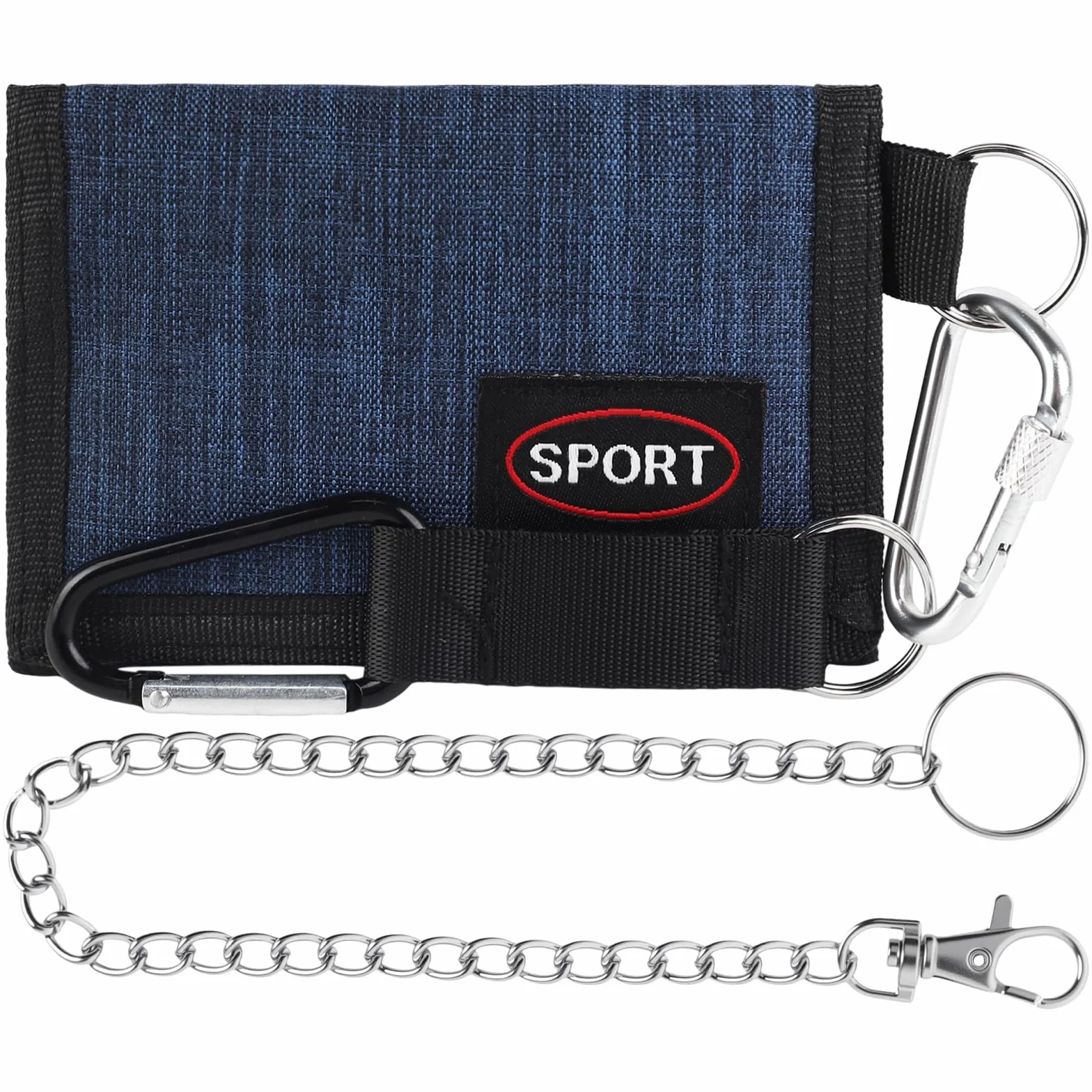 Portefeuille pliable pour homme avec chaîne à clip, 12x8x1 cm, moderne