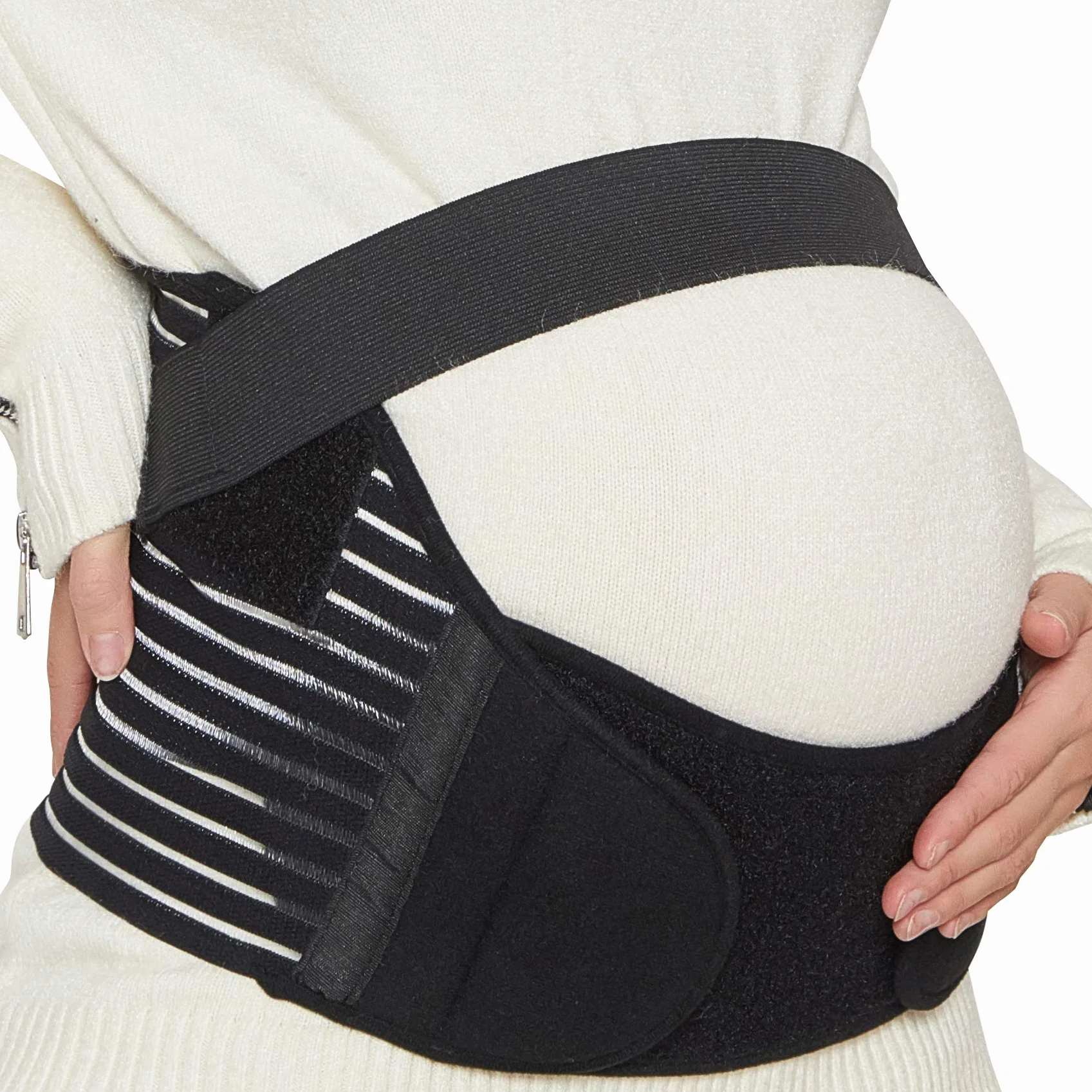 NEOtech Care Ceinture de grossesse Support lombaire et soutien abdominal pour femme enceinte Noire Taille M