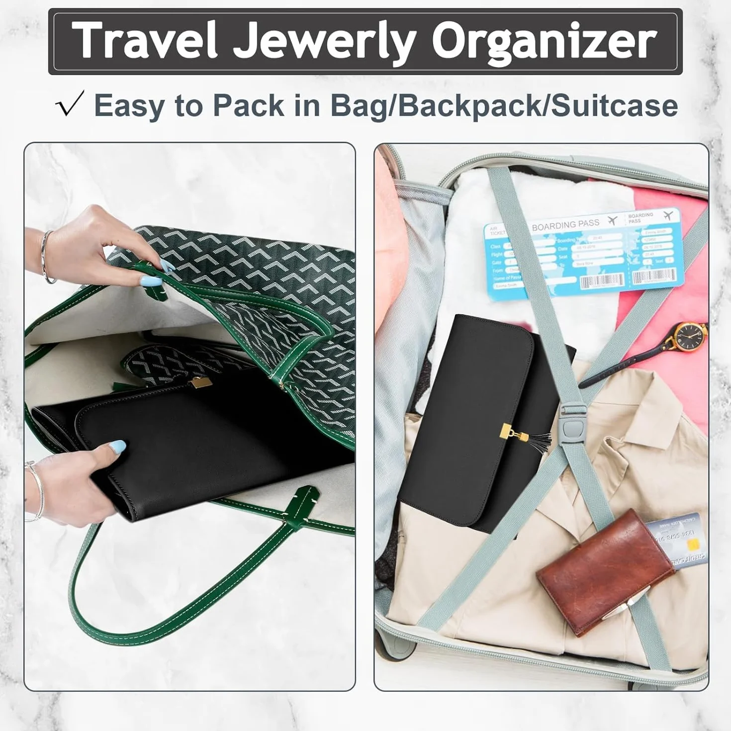 Pochette Bijoux Voyage Velours Rangement Bijoux Porte Bijoux Femmes Sac Organisateur Colliers Bracelets Boucles d'oreilles Voyage