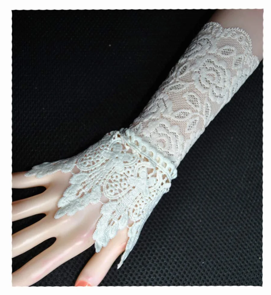 Découpe de Dentelle Crochet Fausse Manche Décorer Trompette Poignets Enfants Poignet en Dentelle, Gris - Taille Unique