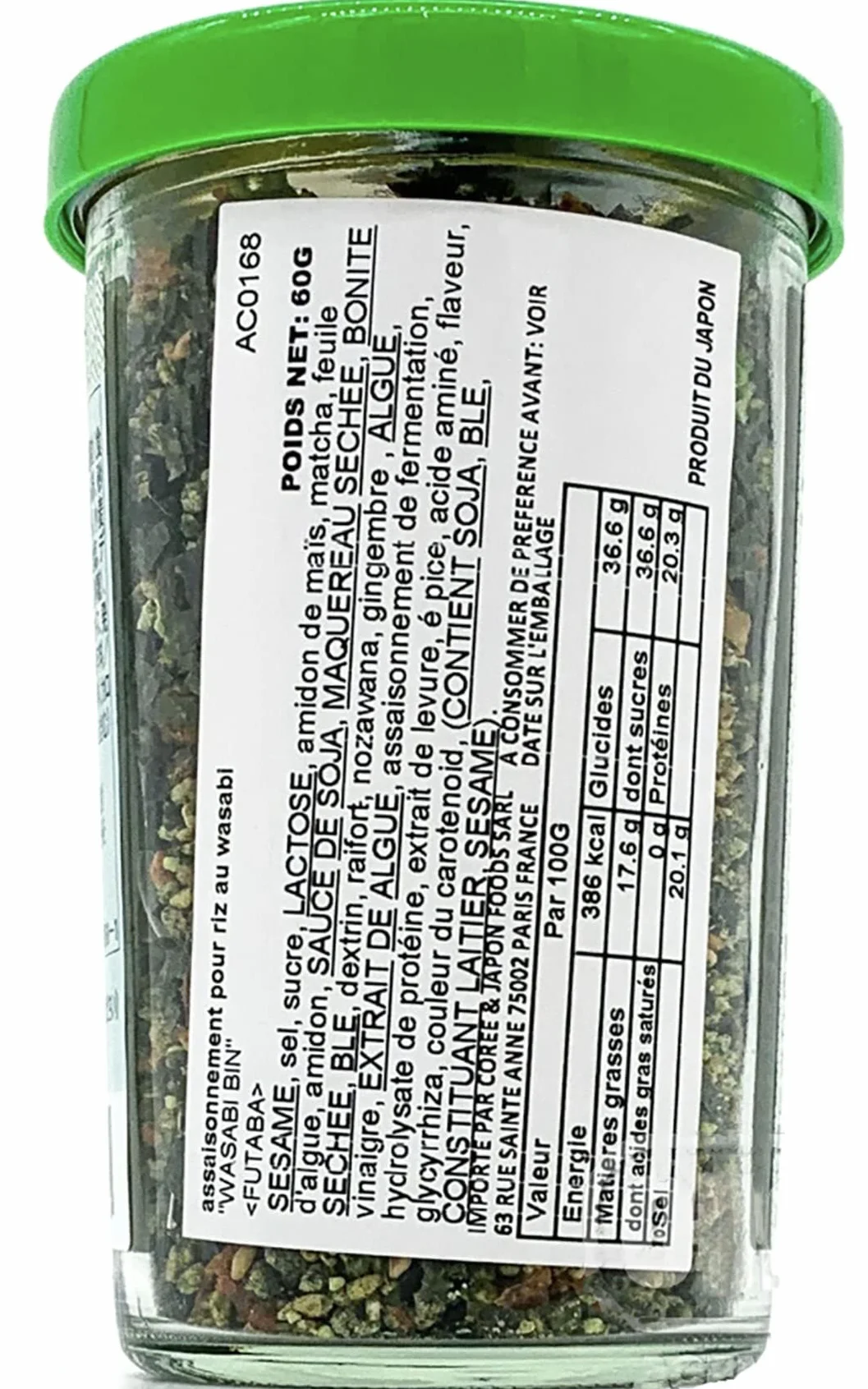 Assaisonnement Pour Riz au Wasabi - Wasabi Bin Furiakake 60G - Expédition depuis France par la Sté Bo Time
